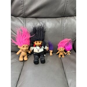 Set of 5 Troll Dolls Vampire Dracula Pink Black Purple Mini Vintage Toys Russ